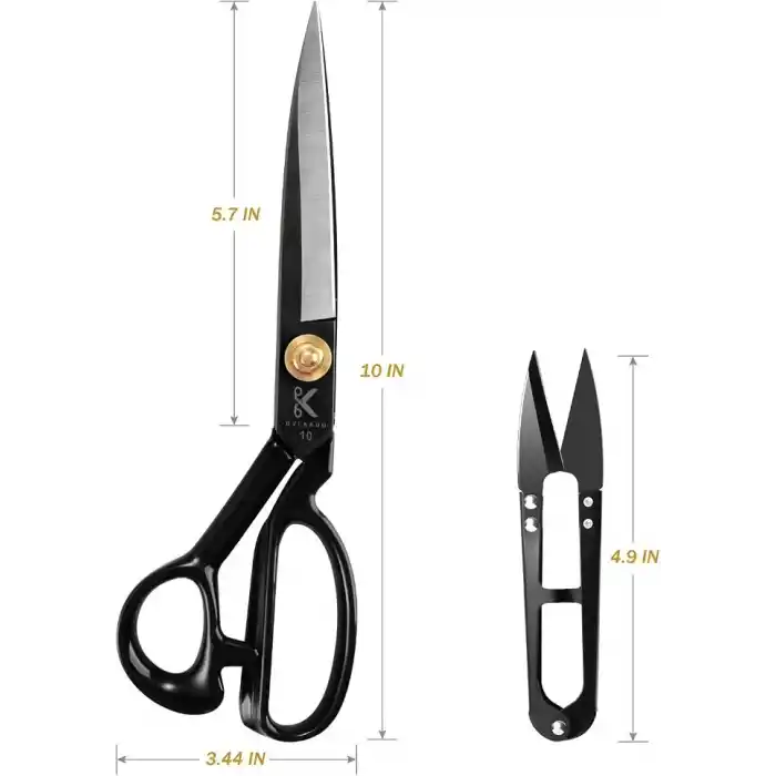 Homlynn Kumaş Makas 25.5cm - Kumaş Giyim Deri Sağ Elle Siyah Kesim İçin Terzi Makas