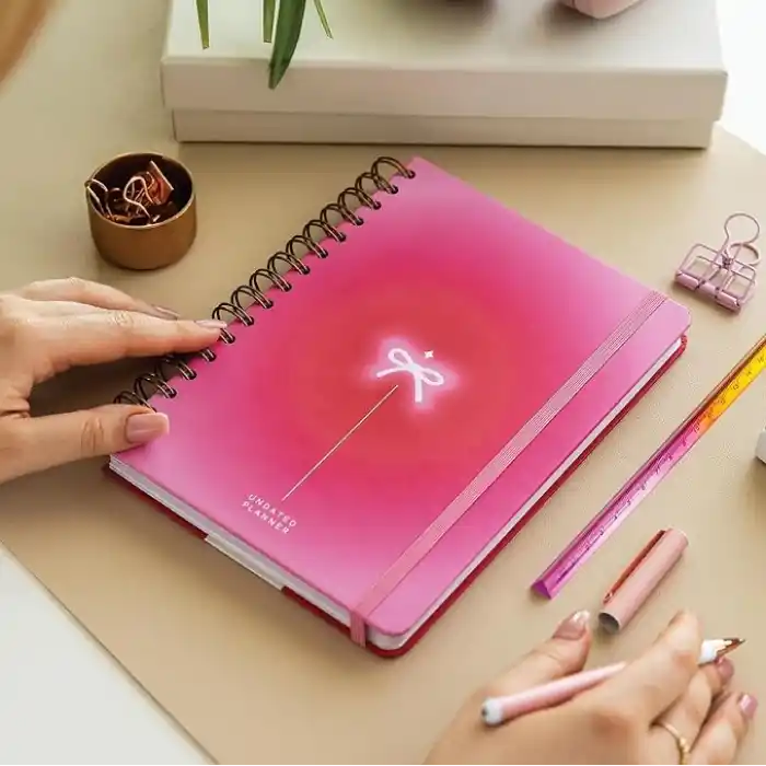 A5 Spiralli Süresiz Renkli Planlayıcı Ajanda Motivasyon Sayfalı Aura Kurdele
