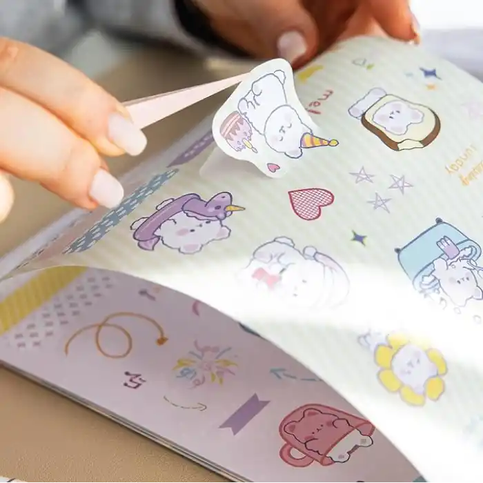 A5 18 Yaprak Bearly Cute Sticker Defteri - 610 Adet Sticker