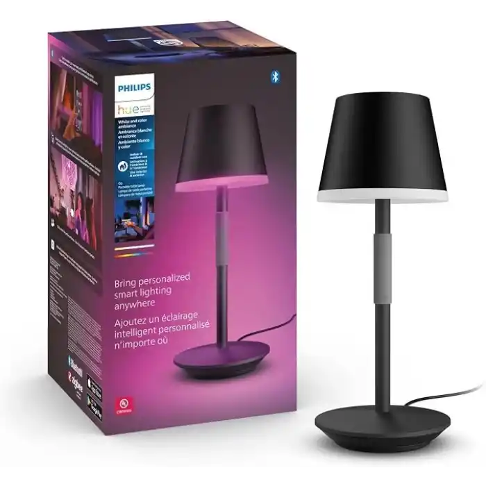 Philips Hue GO Belle Taşınabilir Masa Lambası - Siyah - 25.000 Saat Ampul Kullanım Ömrü
