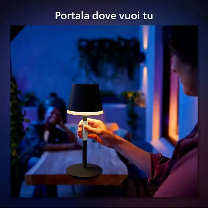 Philips Hue GO Belle Taşınabilir Masa Lambası - Siyah - 25.000 Saat Ampul Kullanım Ömrü