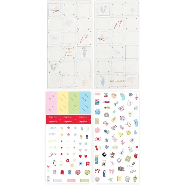 Matt Notebook 2027 Yılı Keten Haftalık Planlayıcı Kareli Cep Ajandası 9x18 cm