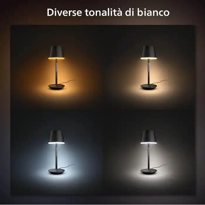 Philips Hue GO Belle Taşınabilir Masa Lambası - Siyah - 25.000 Saat Ampul Kullanım Ömrü