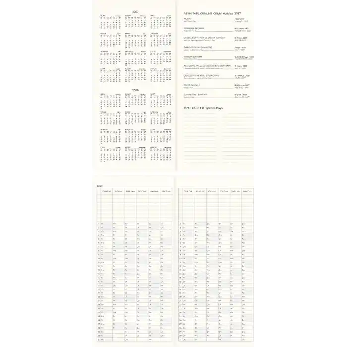 Matt Notebook 2027 Yılı Keten Haftalık Planlayıcı Kareli Cep Ajandası 9x18 cm