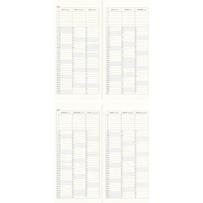 Matt Notebook 2027 Yılı Keten Haftalık Planlayıcı Kareli Cep Ajandası 9x18 cm