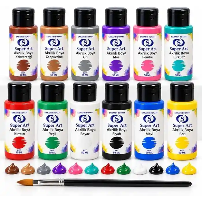 SuperArt Akrilik Boya Seti 12li 12x50 mL