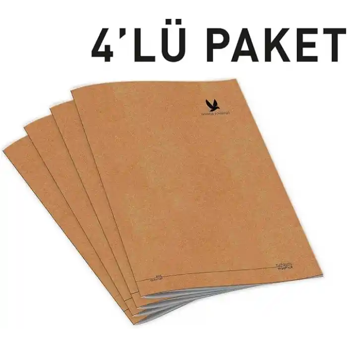Etika Wings Journal 4lü Çizgili A5 Defter Seti - Kraft Kapak