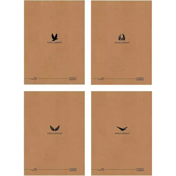 Etika Wings Journal 4lü Çizgili A5 Defter Seti - Kraft Kapak