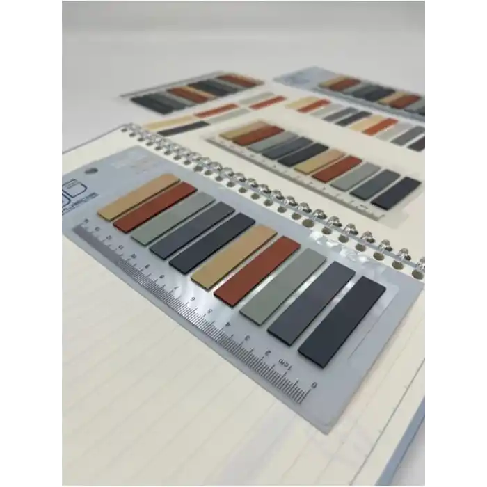 10 Renkli Cetvelli Gri ve Toprak Tonları İndeks Sticker/İndex/Post-it/Postit/Kitap Ayracı/Not Kağıdı