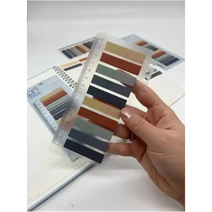 10 Renkli Cetvelli Gri ve Toprak Tonları İndeks Sticker/İndex/Post-it/Postit/Kitap Ayracı/Not Kağıdı