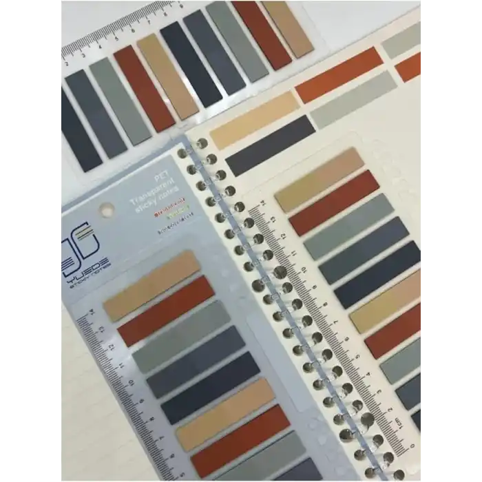 10 Renkli Cetvelli Gri ve Toprak Tonları İndeks Sticker/İndex/Post-it/Postit/Kitap Ayracı/Not Kağıdı