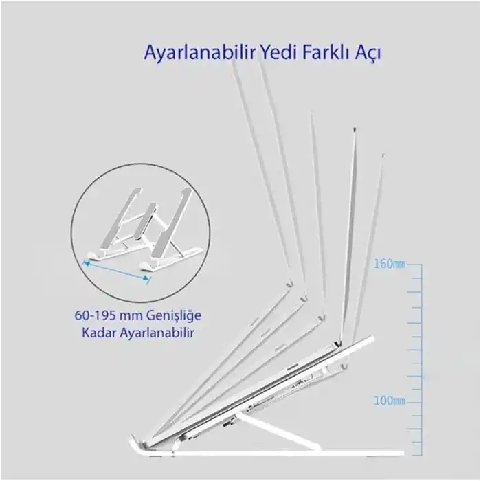 teknosepetim Macbook Laptop Bilgisayar Standı Notebook Özel Yükseltici Stand Tablet Tutucu Ayarlı Metal metal stand
