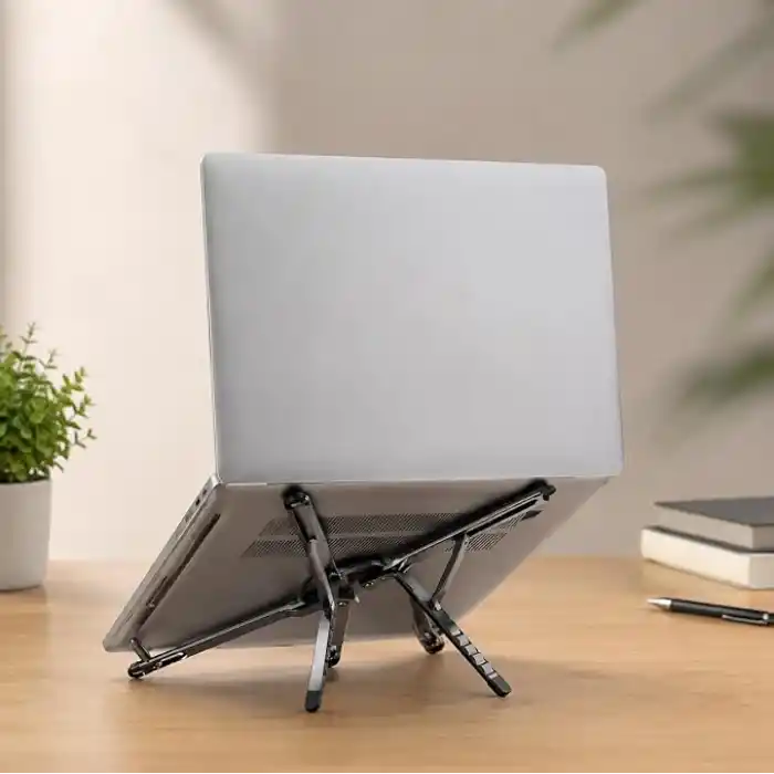 McStorey Katlanabilir Laptop Standı, Tablet ve Telefon Standı, 4ü 1 Arada Çok Açılı Ayarlanabilir Notebook Sehpası, Selfie Stick Özellikli, Taşınabilir Masaüstü Standı, Gri