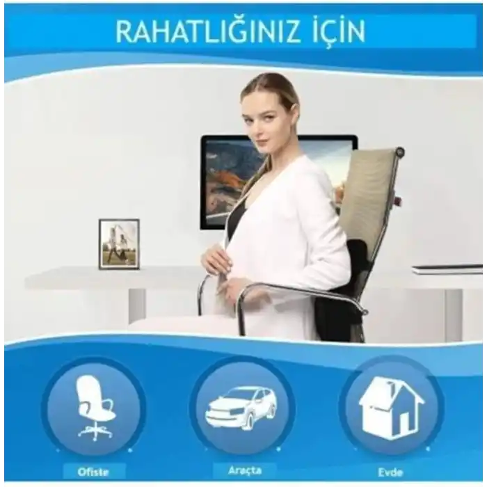 Luti Concept Visco Medikal Ortopedik Bel Minderi Visko Koltuk Sandalye Sırt Desteği Oto Ve Çalışma Koltuk Minderi