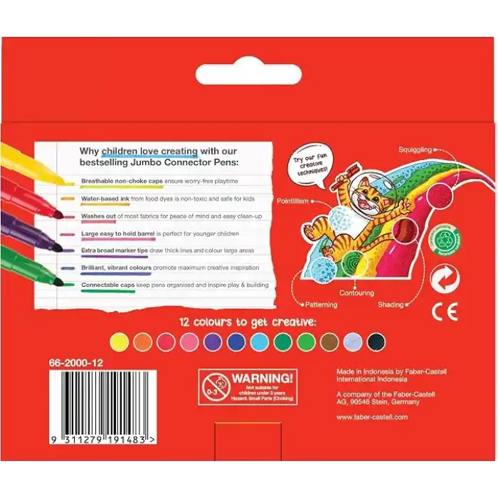 Faber-Castell Eğlenceli Jumbo Keçeli Kalem,12Li, 12 Renk