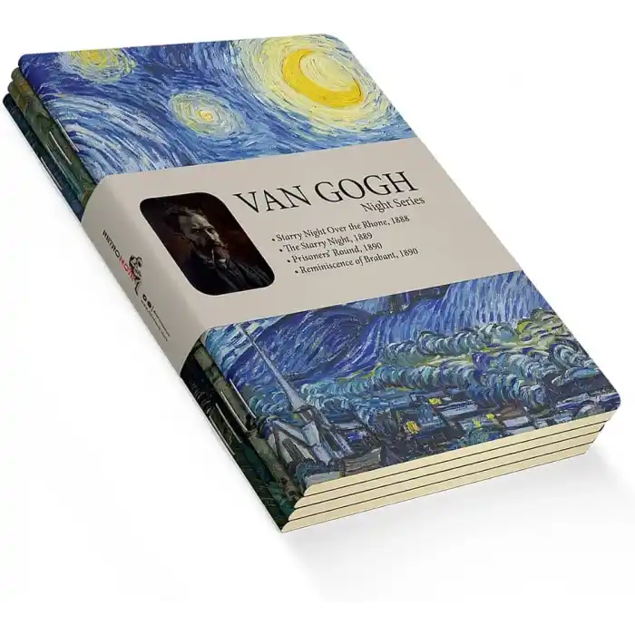 Retronote Van Gogh 4lü Defter Seti 1, Night Series, Çizgisiz, 64 Sayfa, 14x21 cm, Standart