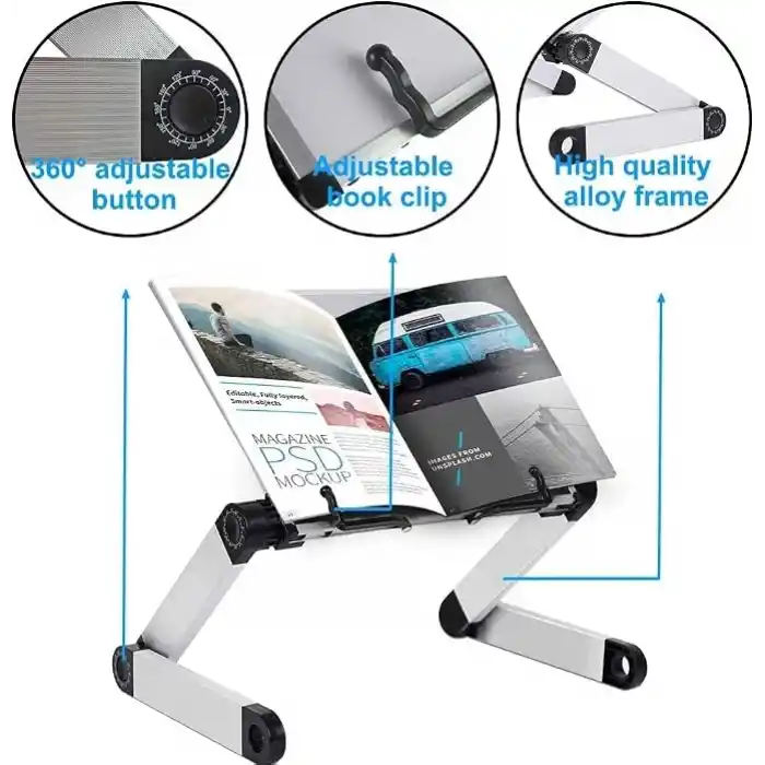 Hobimtek Metal Ayarlanabilir Kitap Okuma Standı Rahle Çok Amaçlı Laptop Tablet Standı, Hobimtek