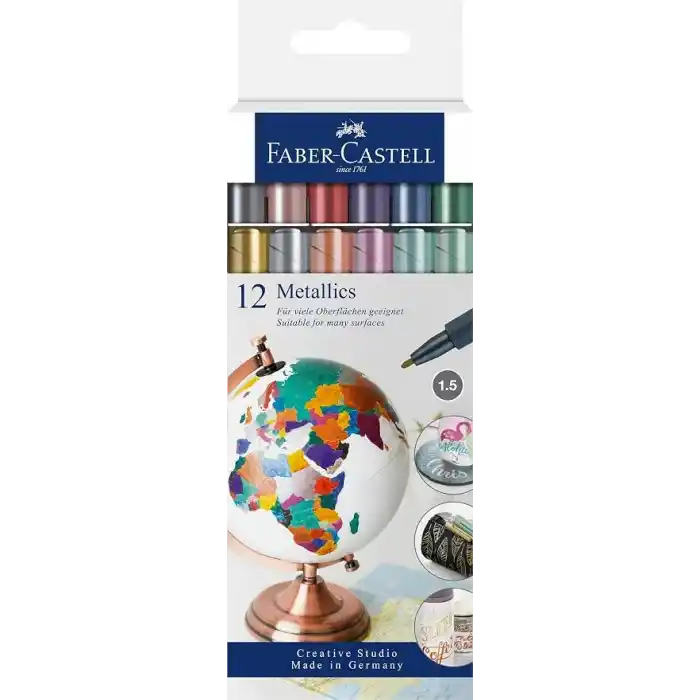 Faber-Castell Metalik Markör, 12li Set