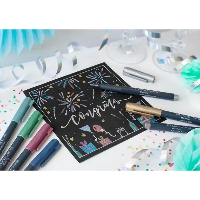 Faber-Castell Metalik Markör, 12li Set