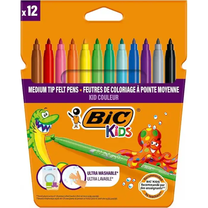 BIC Kids Kid Couleur Keçeli Boya Kalemi, 12li Kutu