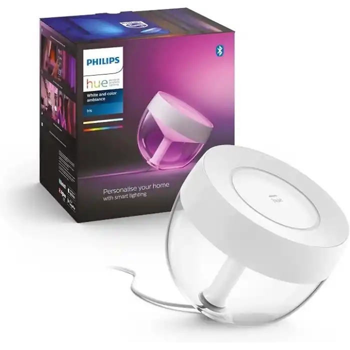 Philips Hue Beyaz ve Renkli Ambiance Iris masa lambası beyaz 520lm, kısılabilir, 16 milyon renk, derin karartma işlevi, uygulama üzerinden kontrol edilebilir, Amazon Alexa (Echo, Echo Dot) ile uyumlu