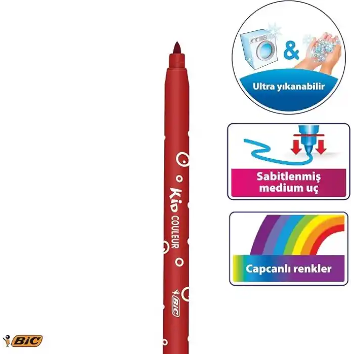 BIC Kids Kid Couleur Keçeli Boya Kalemi, 12li Kutu