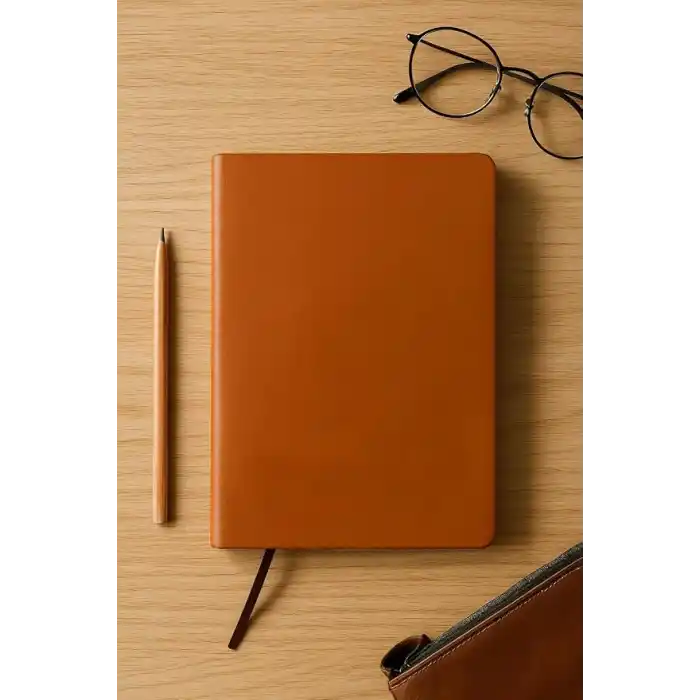 Fark Tanıtım Çizgisiz Not Defteri, Taba Termo Deri Kapaklı Defter, 128 Yaprak A5 Defter, Ofis ve Kırtasiye (14cm x 21 cm) (Taba Kapak)