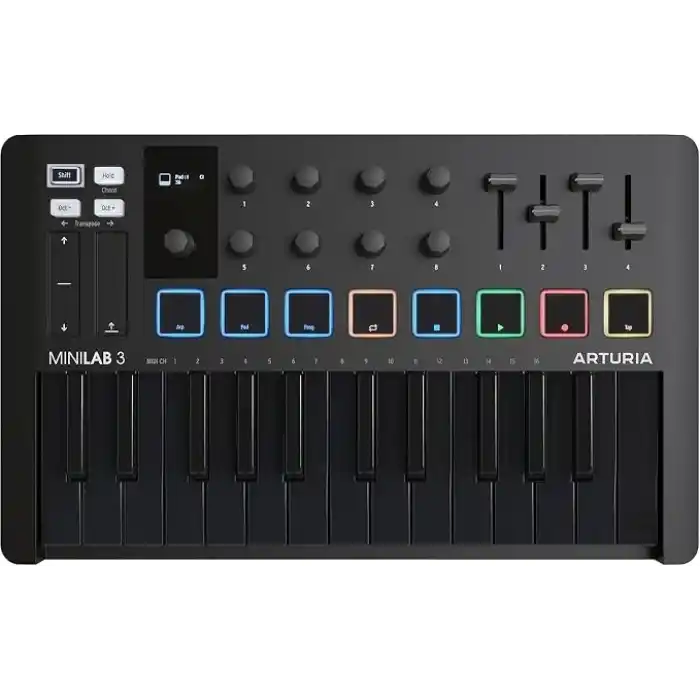 Arturia Minilab 3 Deep Black, Klavye, Siyah Beyaz