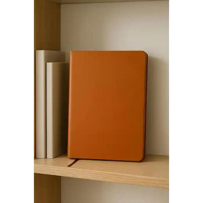 Fark Tanıtım Çizgisiz Not Defteri, Taba Termo Deri Kapaklı Defter, 128 Yaprak A5 Defter, Ofis ve Kırtasiye (14cm x 21 cm) (Taba Kapak)