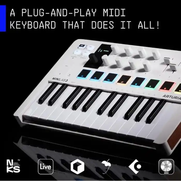 Arturia Minilab 3 Deep Black, Klavye, Siyah Beyaz