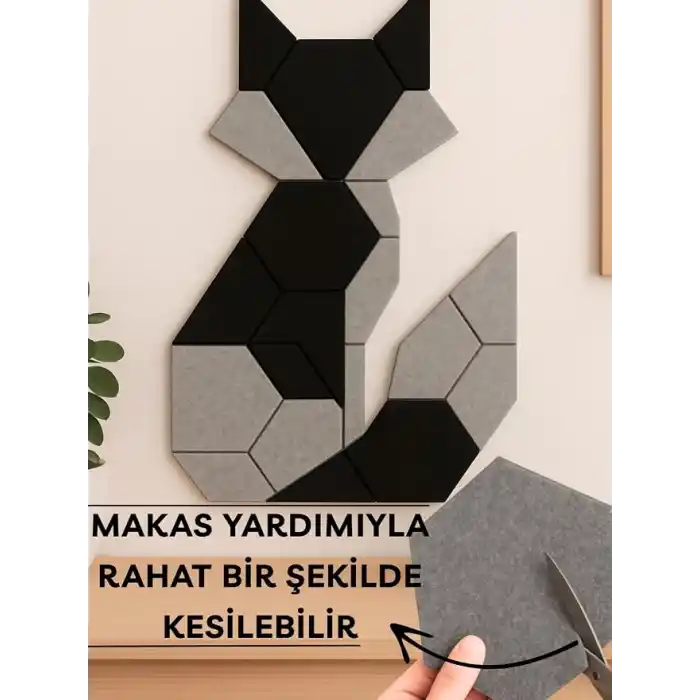 Beylini 12li Akustik Panel Keçe Kendinden Yapışkanlı Duvar Kaplama Ses ve Isı Yalıtım Duvar Kaplama 10 mm Kalınlık 26x30 CM (Karışık)