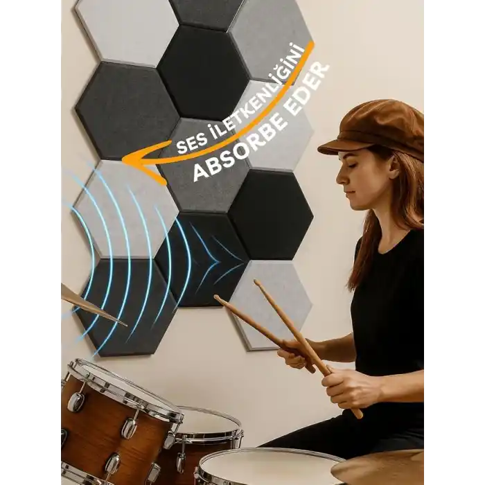 Beylini 12li Akustik Panel Keçe Kendinden Yapışkanlı Duvar Kaplama Ses ve Isı Yalıtım Duvar Kaplama 10 mm Kalınlık 26x30 CM (Karışık)