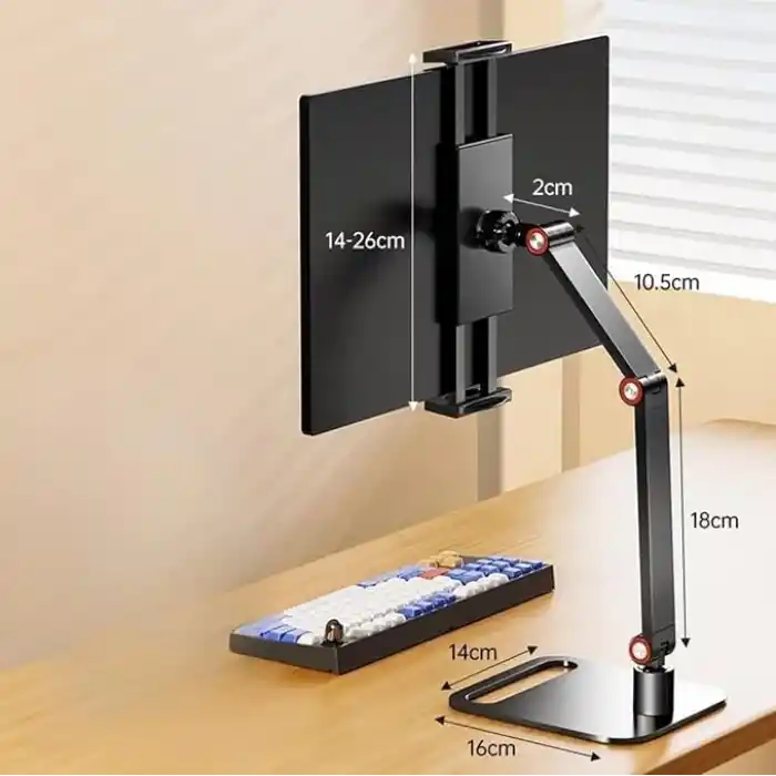 TriLine Monitör Tablet iPad Telefon Tutucu 12-16 İnç Universal Metal 360° Derece Döner Stand