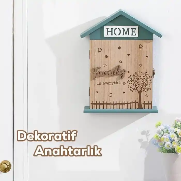 Porsima 2073 Duvara Montajlı Dekoratif Anahtarlık Dolabı - Duvar Askılı Anahtar Saklama Kabini 17X27,5cm
