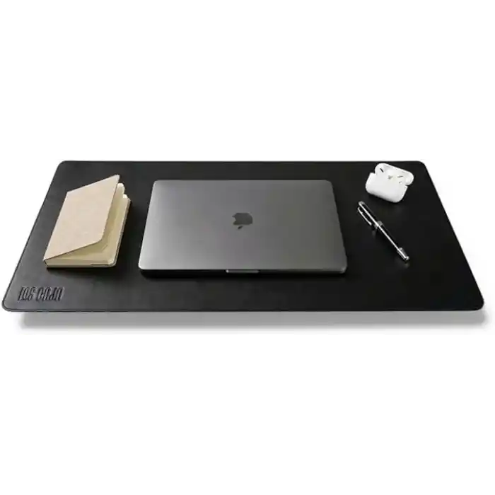 40x90 El Yapımı Deri Masa Pad - Premium Kaymaz Deri Mousepad Ve Klavye Altlığı - Sümen Masa Matı (Siyah)