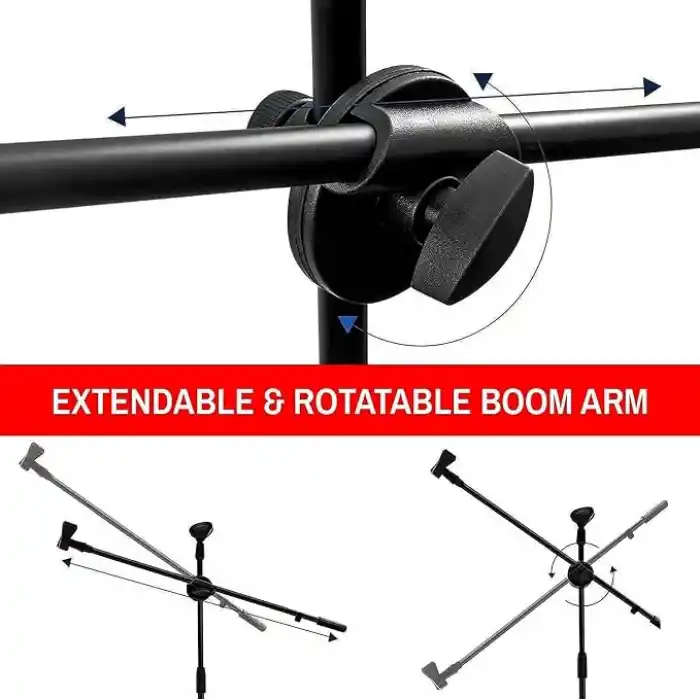 Coverzone 180cm Maksimum Uzunluk Mikrofon Standı Multi Fonksiyonel 2in1 Microphone Katlanabilir Açısı Ayarlanabilir Zemin Üstü - Model 103