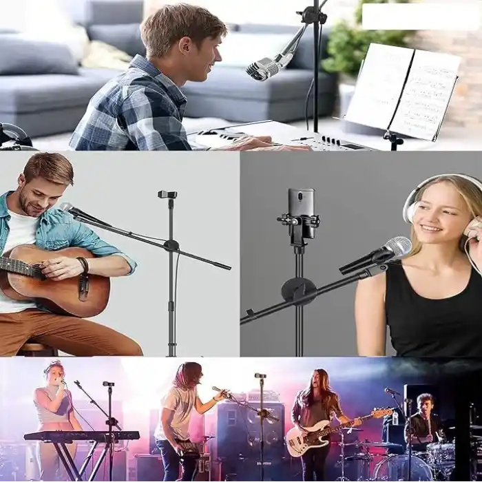 Coverzone 180cm Maksimum Uzunluk Mikrofon Standı Multi Fonksiyonel 2in1 Microphone Katlanabilir Açısı Ayarlanabilir Zemin Üstü - Model 103