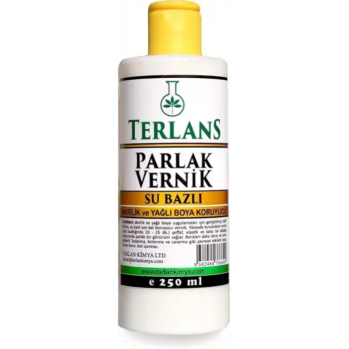 Terlans Su Bazlı Parlak Vernik 250 ml Akrilik ve Yağlı Boya Koruyucu