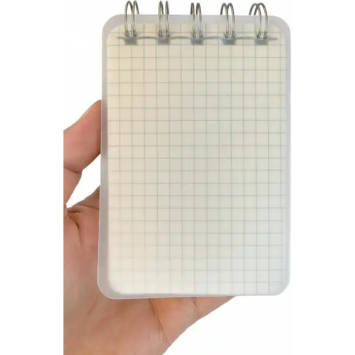 Spelt Mini Boy 7,4X10,5 Cm Spiralli Telli Kareli El Not Defteri 100 Yaprak Şeffaf Sert Kapaklı A7 Defter