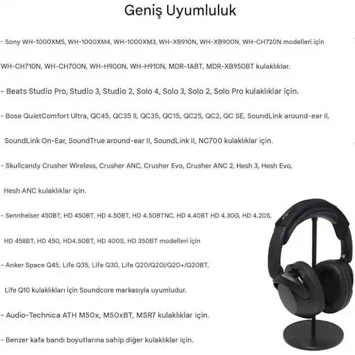 Universal Anker Soundcore Q45 Q35 Q30 Q20 Q20i Q20+ H30i Q11 Q11i Uyumlu Kafa Bandı Kılıf, Fermuarlı Başlık Pedi ve Askı Halkası