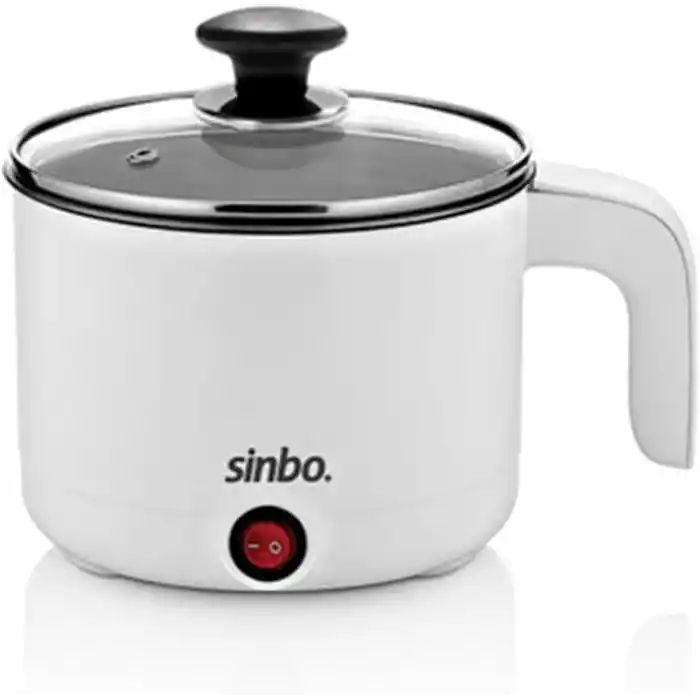 Sinbo SCO-5043 Çok Fonksiyonlu Buharlı Pişirici, 1 Litre, 400W, Cam Kapaklı, Buharda Sebze Pilav Makarna ve Yumurta Pişirme Özellikli Mini Elektrikli Pişirici