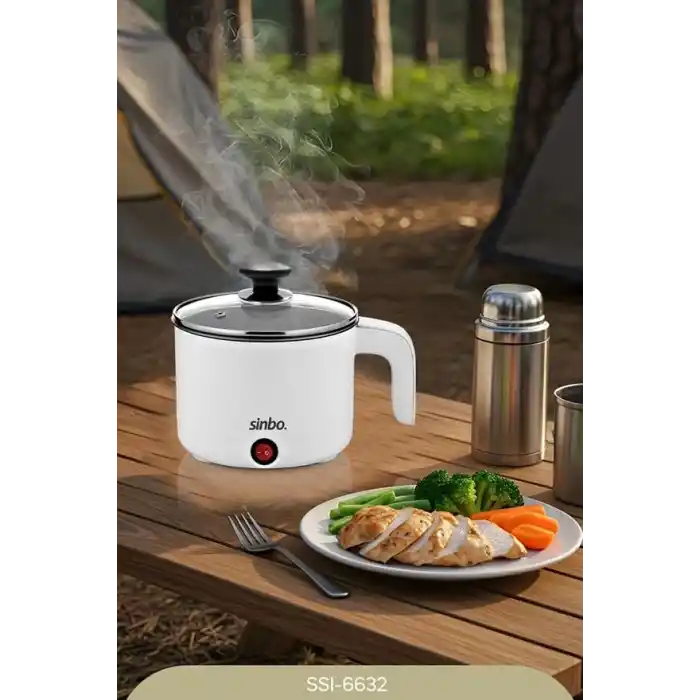 Sinbo SCO-5043 Çok Fonksiyonlu Buharlı Pişirici, 1 Litre, 400W, Cam Kapaklı, Buharda Sebze Pilav Makarna ve Yumurta Pişirme Özellikli Mini Elektrikli Pişirici