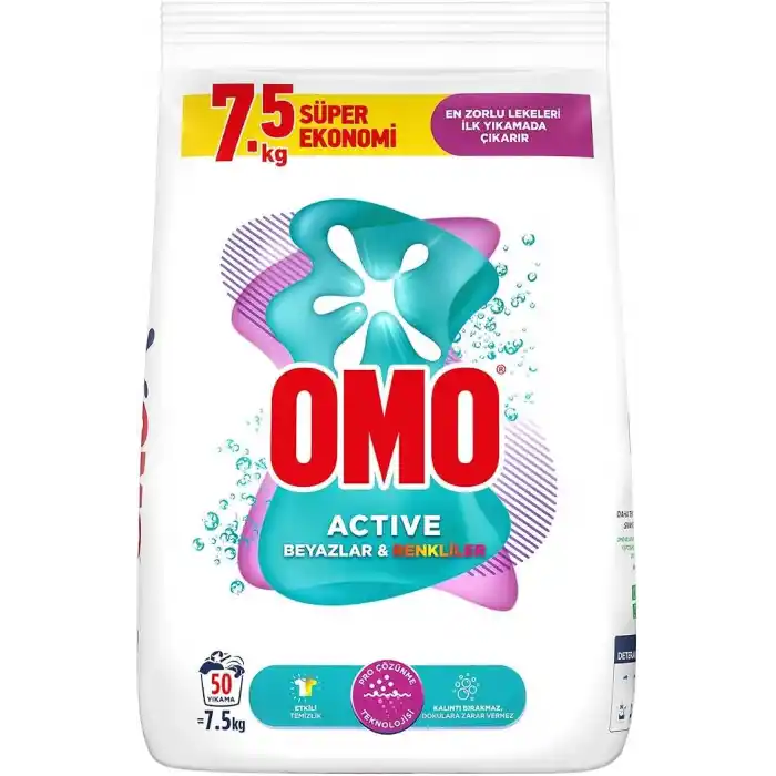 OMO Active Beyazlar & Renkliler Toz Deterjanı 7.5 kg
