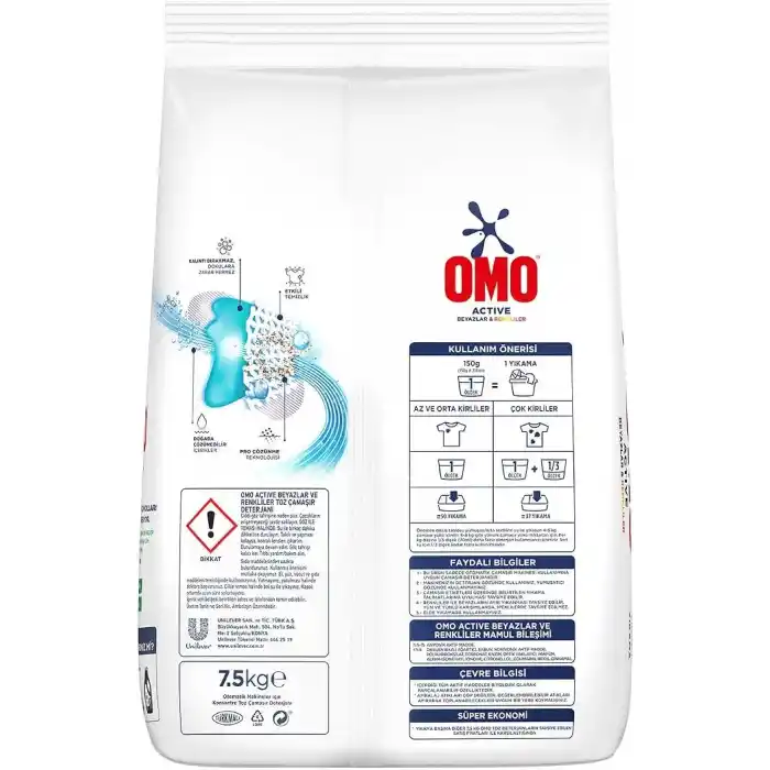 OMO Active Beyazlar & Renkliler Toz Deterjanı 7.5 kg