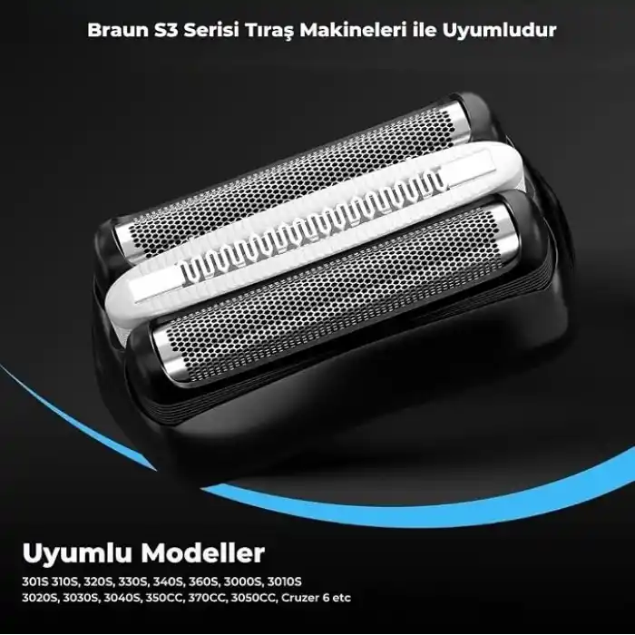Braun Series 3 ile Uyumlu Tıraş Makinesi 32B Yedek Bıçak & Elek Başlık Seti