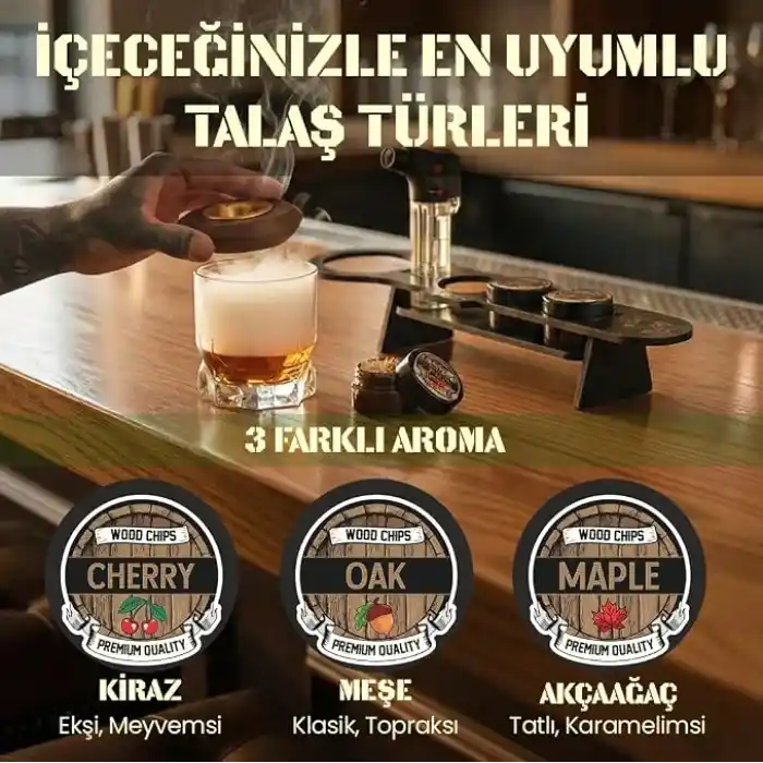 unchained workshop Viski Tütsüleme Seti ve Sergileme Standı/Kokteyl Tütsüleme Kiti/Kahve Tütsüleme Seti