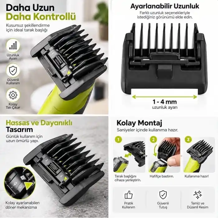 Philips OneBlade Tıraş Makinesi ile Uyumlu 5i Bir Arada Ayarlanabilir Tarak