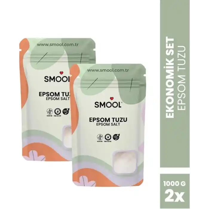 Epsom Tuzu 2li Set (2x1000 GR) İngiliz Tuzu Katkısız, Banyo Tuzu Ayak Banyosu Peeling 2 Kg