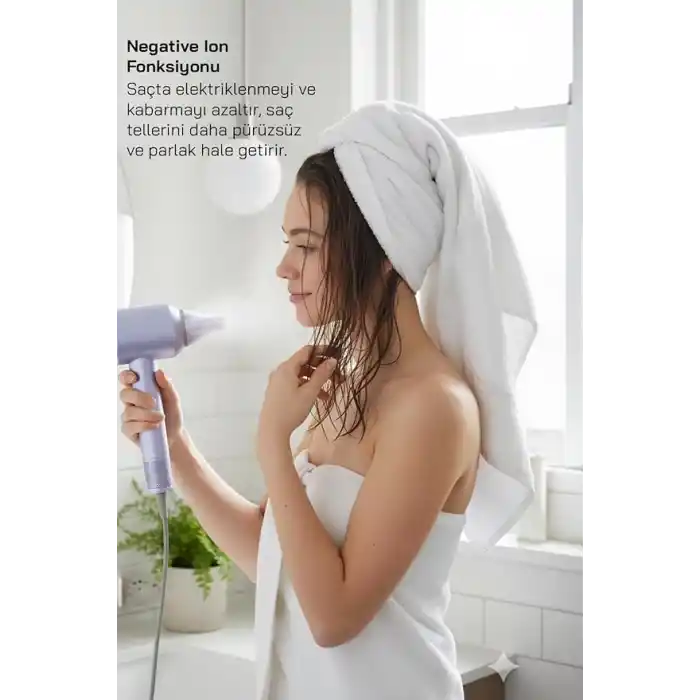 Sinbo SHD-1739 BLDC Saç Kurutma Makinesi, 1500W, 4 Isı 3 Hız Ayarı, Negatif İyon Teknolojisi, Mavi