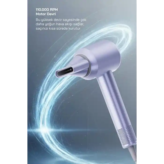 Sinbo SHD-1739 BLDC Saç Kurutma Makinesi, 1500W, 4 Isı 3 Hız Ayarı, Negatif İyon Teknolojisi, Mavi